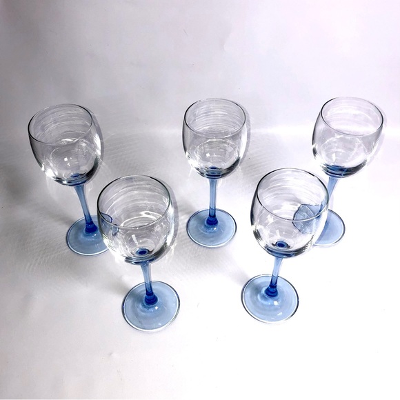 Luminarc Dining 5 Mid Century Modern Luminarc Azur Blue Stem Wine Glasses Set Poshmark